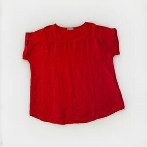 SAIPH LAB Blouse Top Shirt Boho Linen Poppy Red Plus Size 2X Lagenlook Peasant